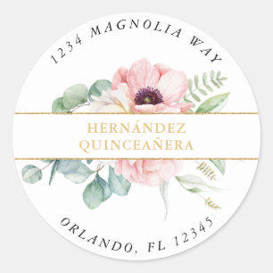 Pink & Gold Elegant Quinceañera Classic Round Sticker