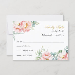 Pink & Gold Elegant Quinceañera RSVP Card