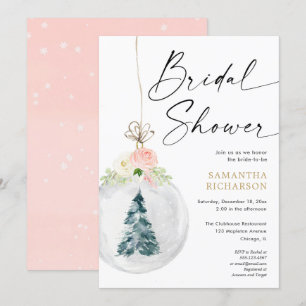 Pink gold elegant Winter bridal shower Invitation