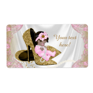 Pink Gold Ethnic Baby Shower Water Bottle Labels