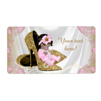 Pink Gold Ethnic Baby Shower Water Bottle Labels