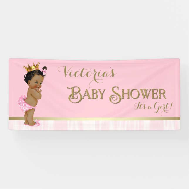 Pink Gold Ethnic Princess Baby Shower Banner (Horizontal)