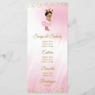 Pink Gold Ethnic Princess Baby Shower Menu