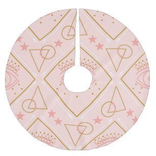 Pink Gold Eyes: Geometric Seamless Design Brushed Polyester Tree Skirt