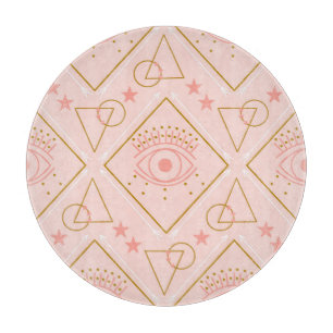 Pink Gold Eyes: Geometric Seamless Design Cutting Board