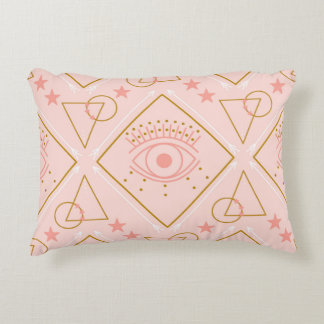 Pink Gold Eyes: Geometric Seamless Design Decorative Cushion