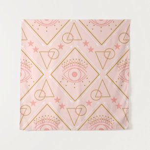 Pink Gold Eyes: Geometric Seamless Design Tapestry