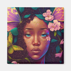 Pink Gold Fairy Fae Woman Fantasy Art Magnet