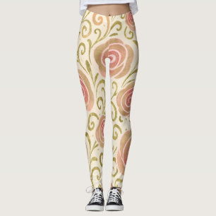 Pink & Gold Fairy Tale Storybook Princess Roses Leggings
