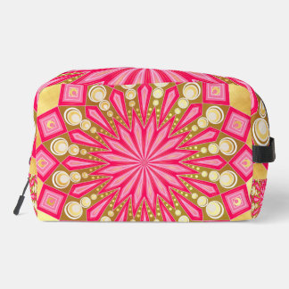 Pink Gold Fantasy Mandala on Soft Gold Background Dopp Kit