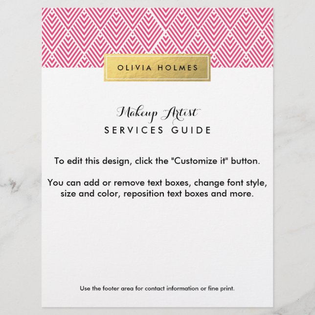 Pink & Gold Faux Foil Chevron Pattern Flyer (Front)