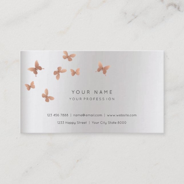 Pink Gold Faux White Gray Cooper Vip Pearly Silver Business Card (Front)