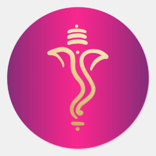 Pink Gold Festive Ganesh/ Indian God Classic Round Sticker
