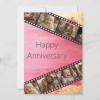 Pink & Gold Film Strip Photo Anniversary Card