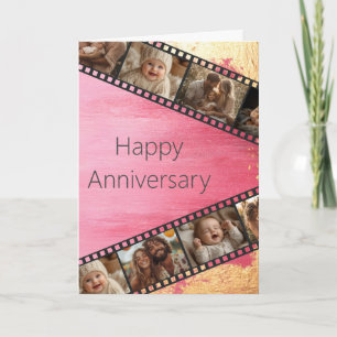 Pink & Gold Film Strip Photo Anniversary Card