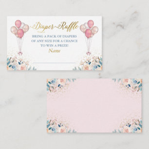 Pink Gold Floral Baby Shower Diaper Raffle Tickets Enclosure Card