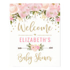 Pink & Gold Floral Baby Shower Welcome Sign Decor