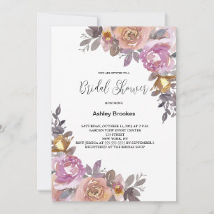 Pink Gold Floral Bridal Shower Invitation