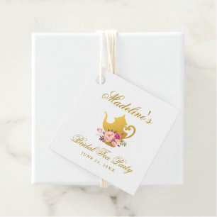 Pink Gold Floral Bridal Shower Tea Party Favour Tags