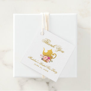 Pink Gold Floral Bridal Shower Tea Party Thank You Favour Tags