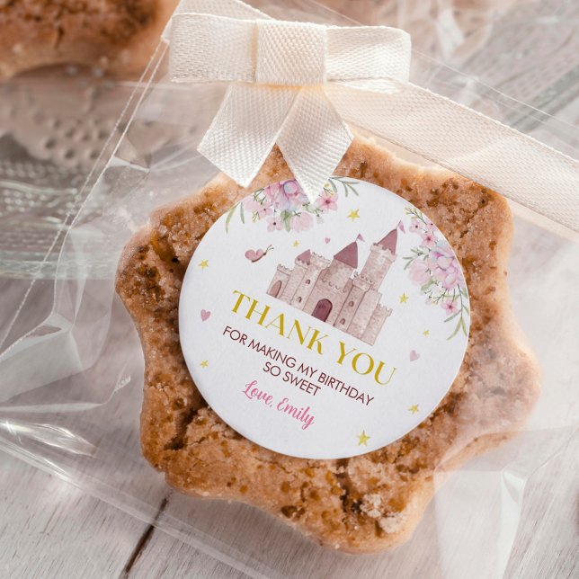 Pink Gold Floral Crown Labels Stickers Birthday (Creator Uploaded)