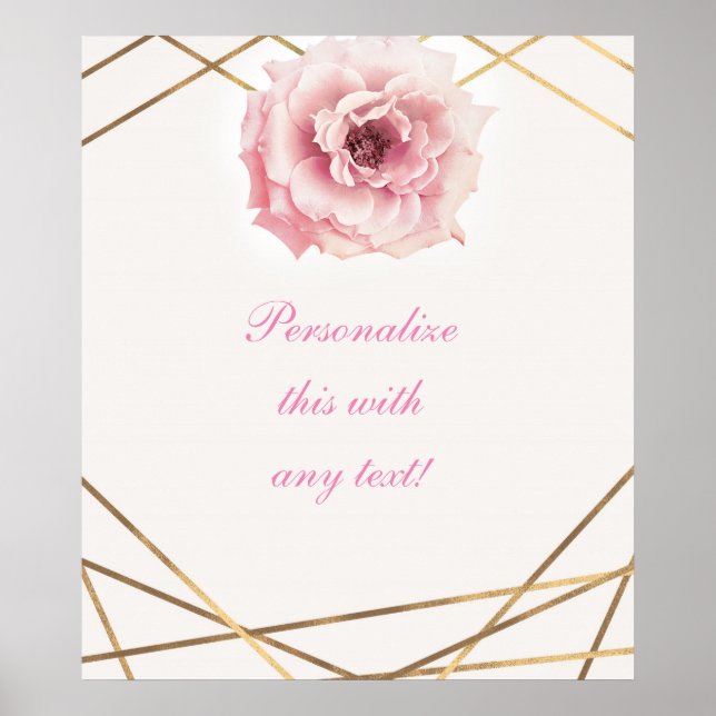 Pink & Gold Floral Elegant Bridal Shower Banner Poster (Front)
