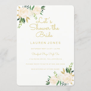 Pink Gold Floral Elegant Bridal Shower Invitation