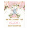 Pink Gold Floral Elephant Baby Shower Welcome Sign
