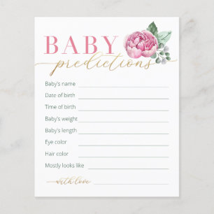 Pink Gold Floral Eucalyptus Baby Predictions Card