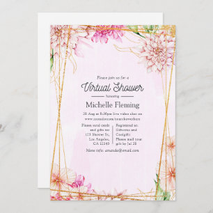 Pink & Gold Floral Geometric Virtual Shower Invitation