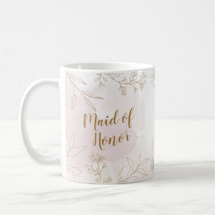 Pink & Gold Floral Maid of Honour Mug