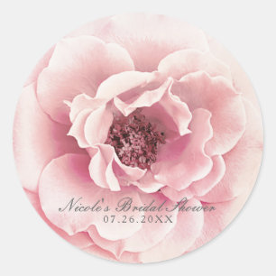 Pink & Gold Floral Peony Flower Glam Custom Floral Classic Round Sticker