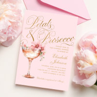 Pink Gold Floral Petals and Prosecco Bridal Shower