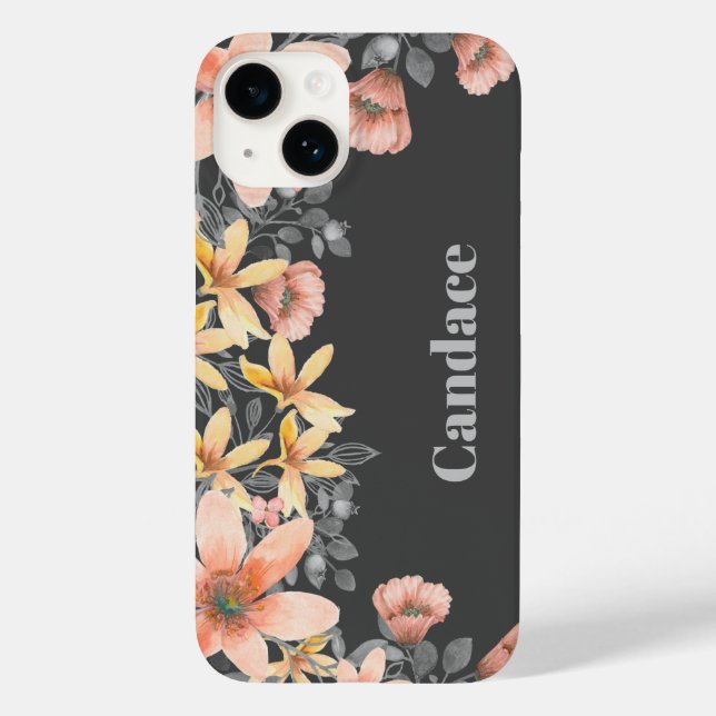 Pink & Gold Floral Poppies Personalised Case-Mate iPhone Case (Back)