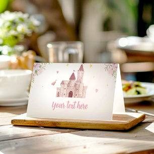 Pink Gold Floral Princess Birthday Place Card