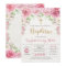 Pink Gold Floral Roses Girl Baptism Invitation