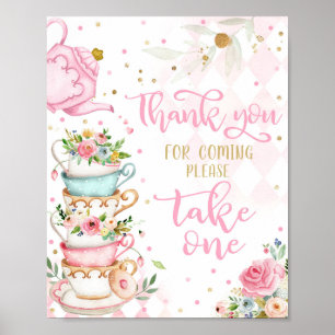 Pink & Gold Floral Tea Party Favours Par-Tea Poster