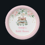 Pink Gold Floral Travel Miss To Mrs Bridal Shower Paper Plate<br><div class="desc">These paper plates feature suitcases and a globe with pink watercolor florals and faux gold foil confetti.</div>