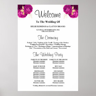 Pink/Gold Floral Wedding Ceremony Program Sign