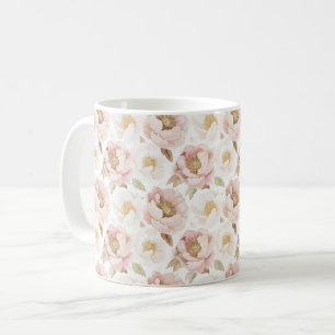 Pink Gold Flowers Coffee Mug