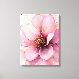 Pink gold flowers elegant decoration  canvas print