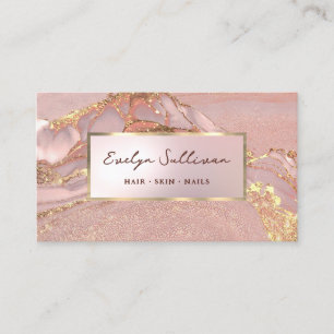 Pink gold fluid marble business card