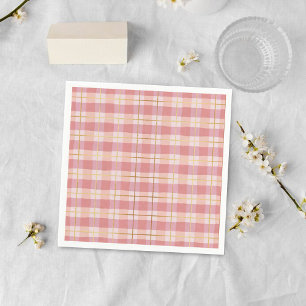 Pink & Gold Foil Buffalo Plaid Napkin