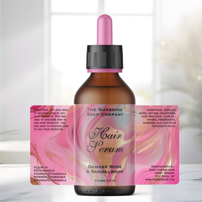 Pink Gold Foil Cosmetics or Dropper Bottle Label (Creator Uploaded)