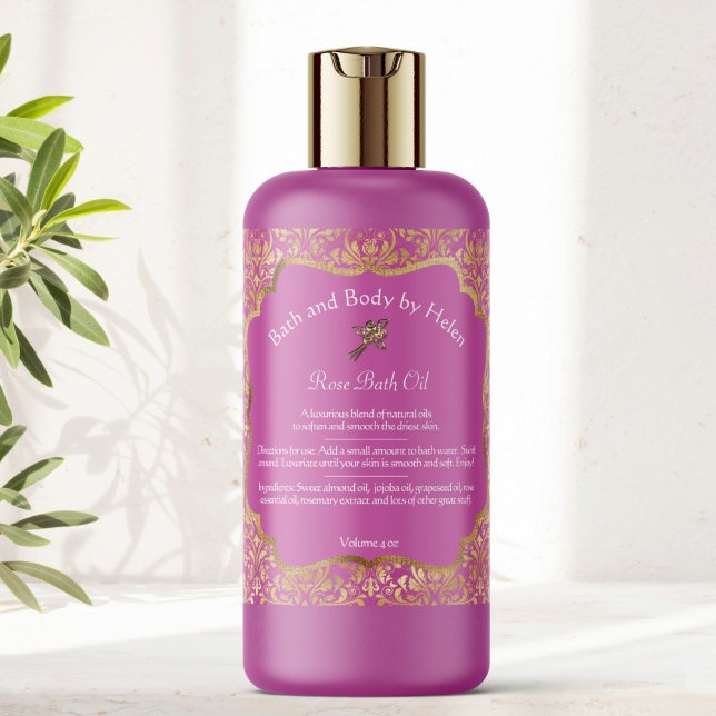 Pink & gold foil damask soap cosmetics label - 4 (Creator Uploaded)