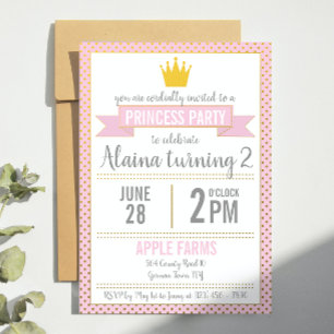 Pink Gold Foil Princess Birthday Invitation