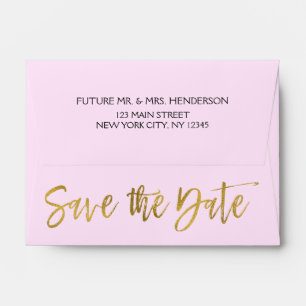 Pink Gold Foil Save the Date Envelope