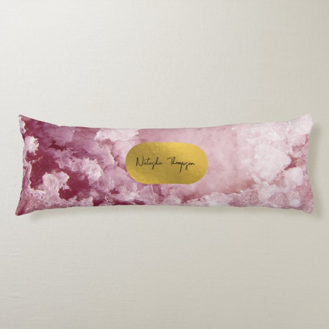Pink Gold Foil Sea Crystals Signature Body Cushion (Front)