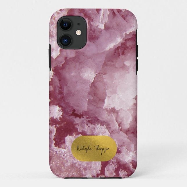 Pink Gold Foil Sea Crystals Signature  Case-Mate iPhone Case (Back)