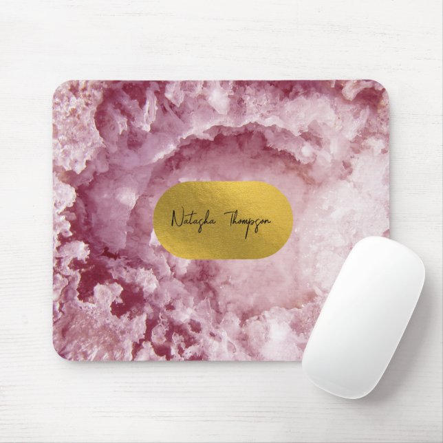 Pink Gold Foil Sea Crystals Signature  Mouse Mat (With Mouse)